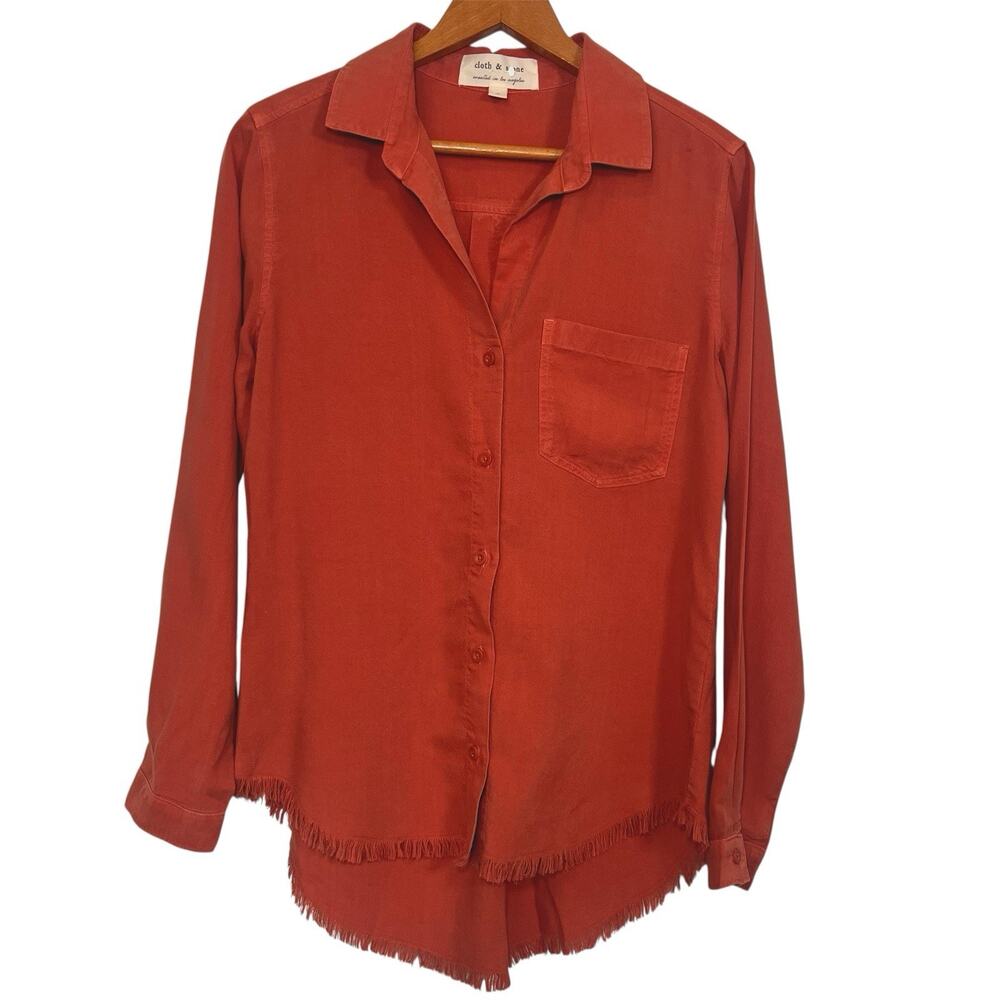 Cloth & Stone Shirt Women’s Size S Baked Clay Orange Button Up Long Sleeve Fall